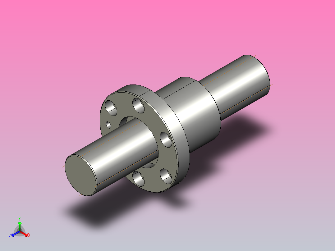 FFB5008-2滚珠丝杆3D模型主视图
