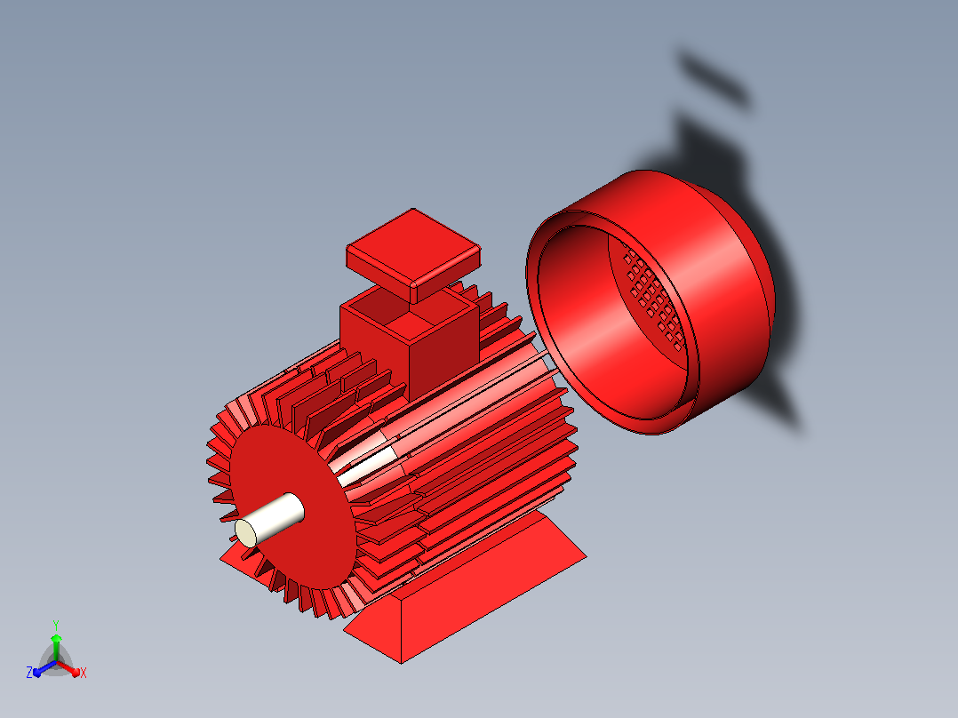 电动机是将电能转化为机械能的工具。功能相反，将机械能转化为电能的工具称为发电机主视图