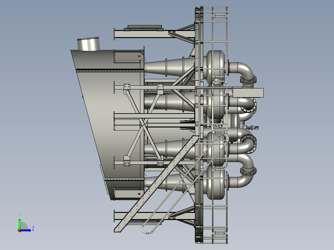 重介质旋风分离器3D模型左视图