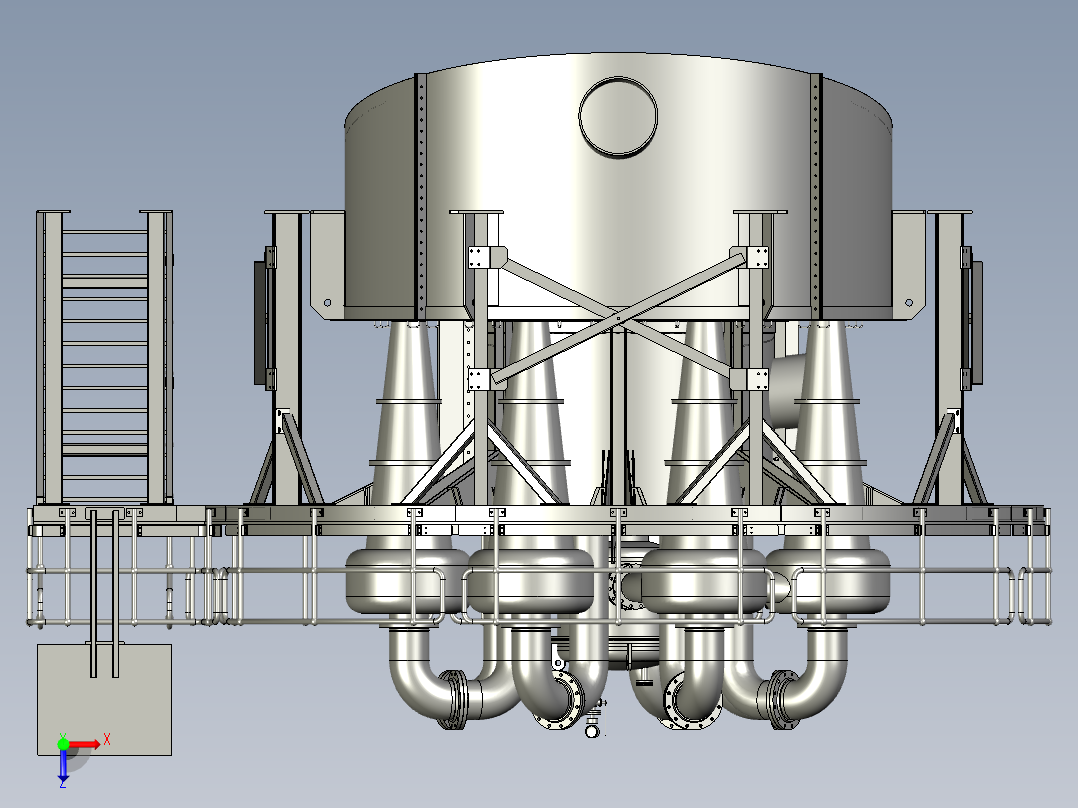 重介质旋风分离器3D模型俯视图