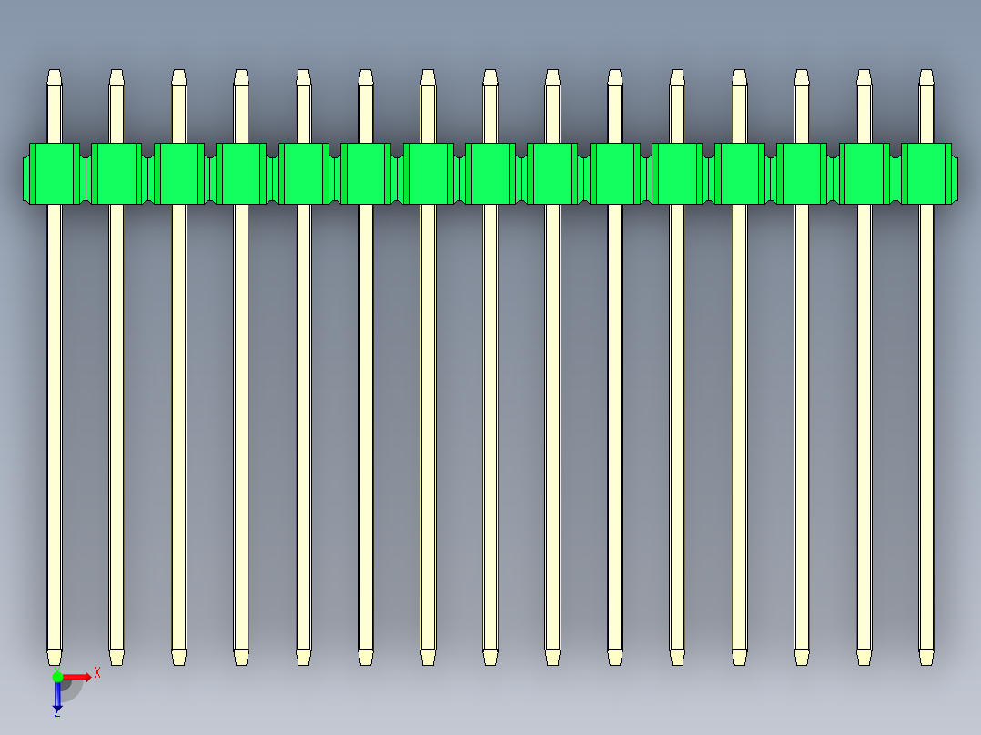 彩色公头100mil（2.54mm）系列-DS1021_green_2x15p_100mil_Type19_rev1.0俯视图