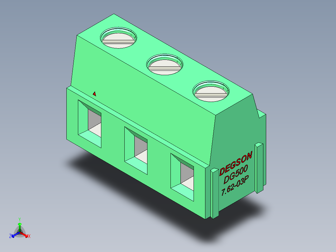DEGSON DG500 系列 5.05.087.62mm 接线端子-DG500-7.62-03P-14-00AH主视图