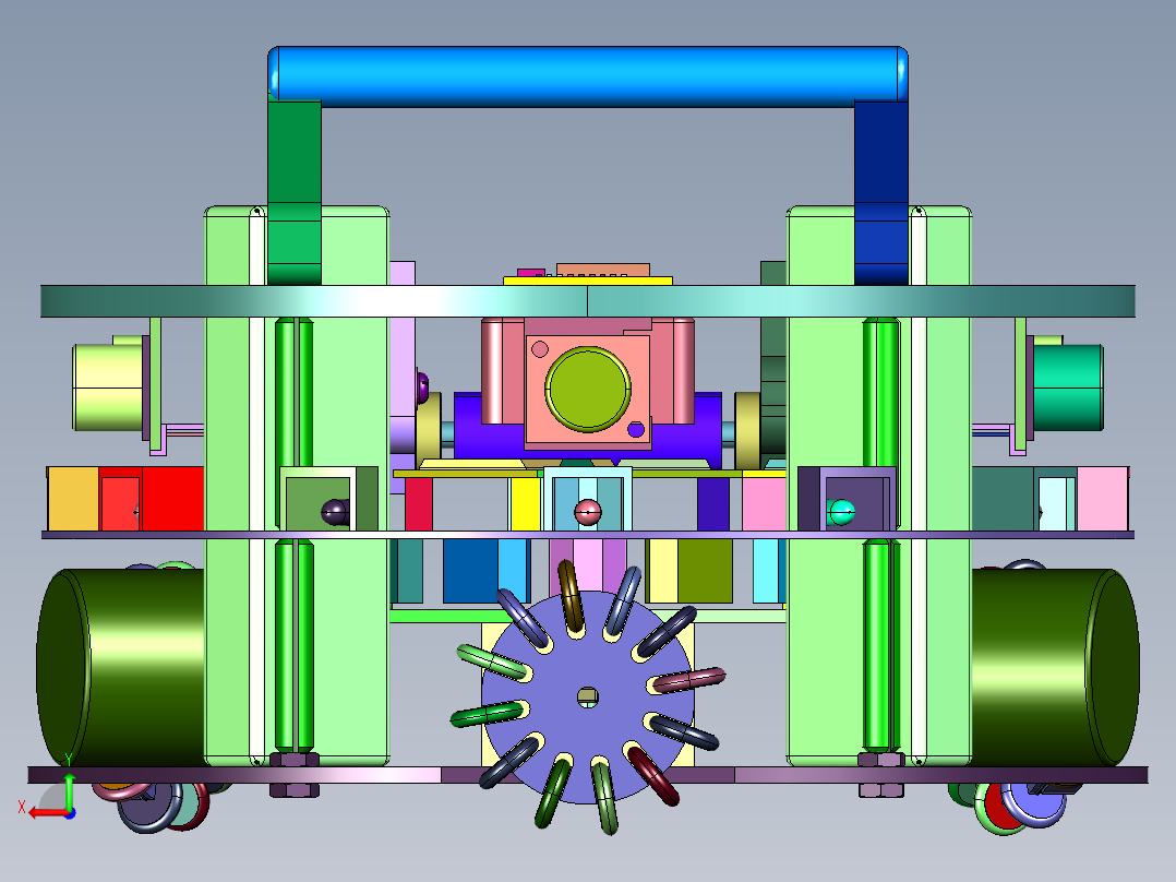 三轮全向移动平台后视图