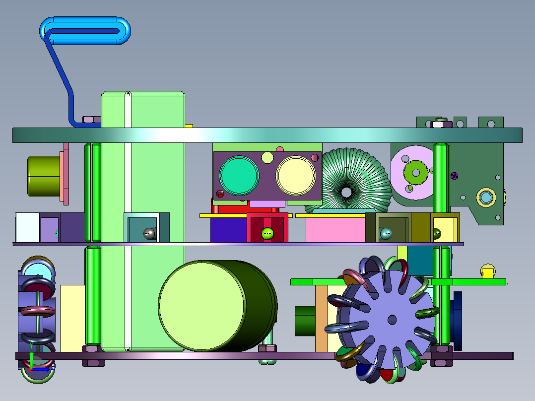三轮全向移动平台左视图