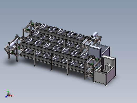 12倍速链生产线（带回板机构）非标自动化机械三维