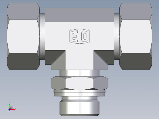 卡套式工业通用硬管接头EO_Adjustable_locknut_branch_tee_TEE18LMCF前视缩略图