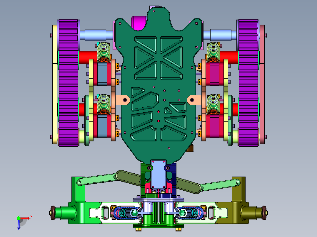 前轮后履带遥控车俯视图