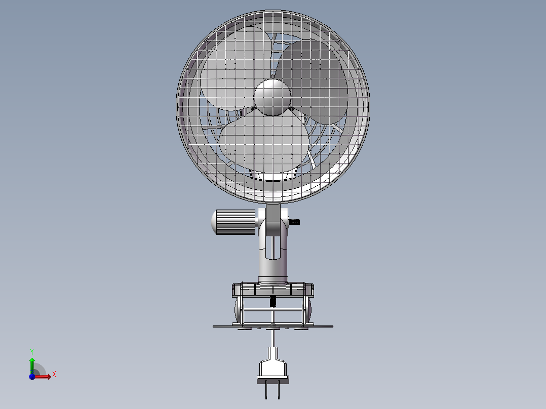 USB风扇造型类设计三维SW建模8张CAD图纸+说明书前视图