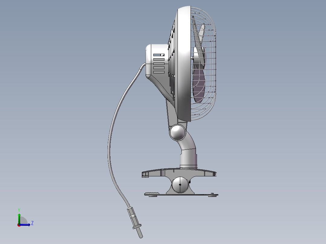 USB风扇造型类设计三维SW建模8张CAD图纸+说明书左视图