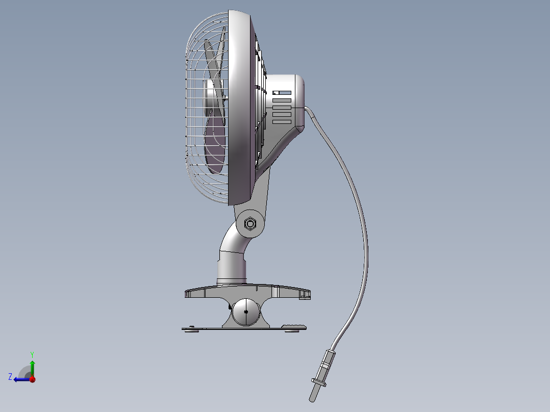 USB风扇造型类设计三维SW建模8张CAD图纸+说明书右视图