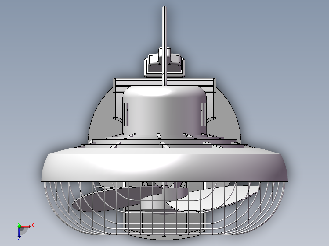 USB风扇造型类设计三维SW建模8张CAD图纸+说明书俯视图