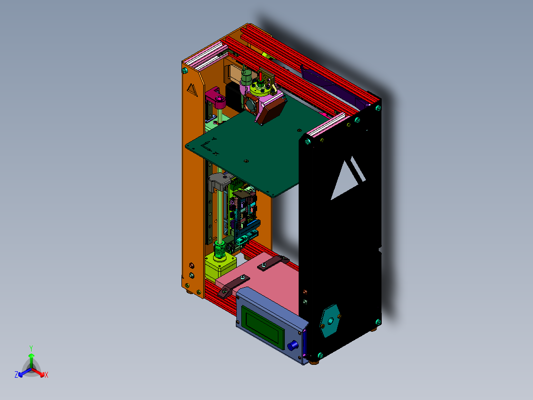 金属框200x200x250的3d打印机主视图