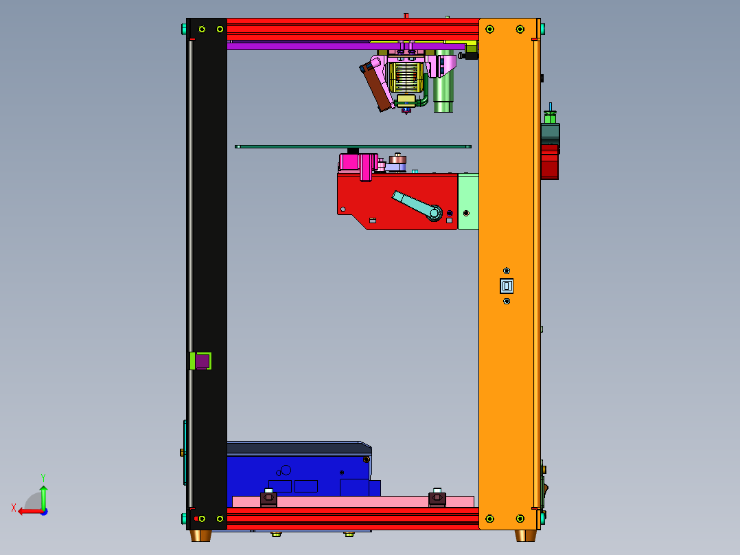 金属框200x200x250的3d打印机后视图