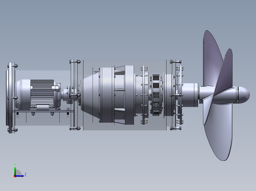 螺旋桨动力传动机构左视图