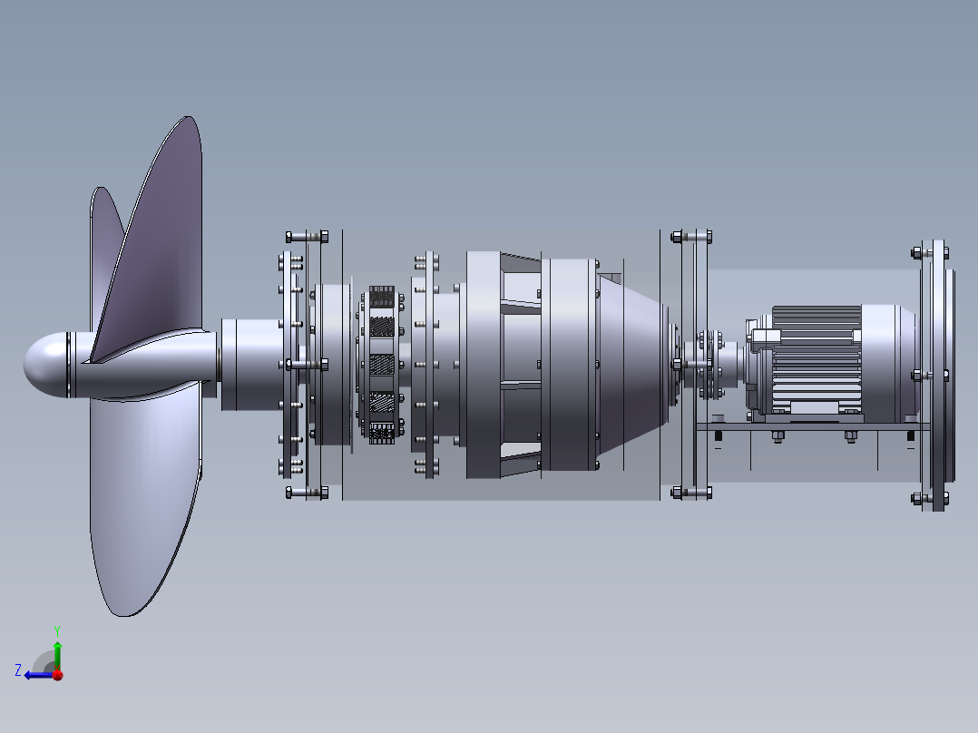 螺旋桨动力传动机构右视图