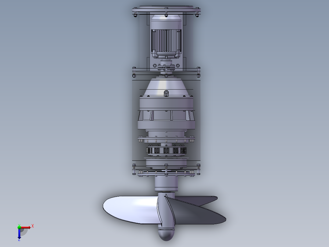 螺旋桨动力传动机构俯视图