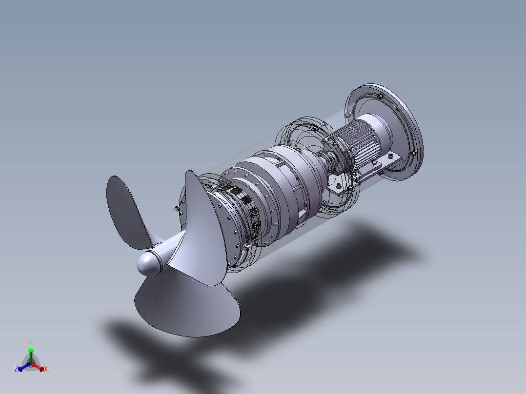 螺旋桨动力传动机构正等轴测图