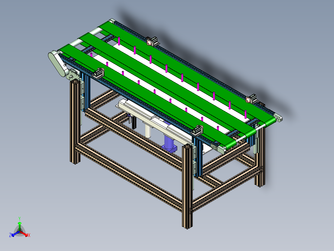 顶升皮带输送线设计正等轴测图