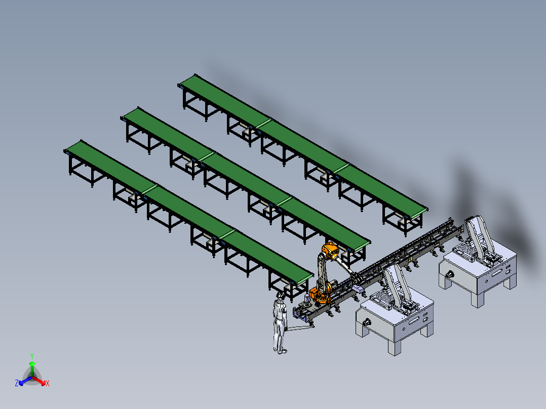 电路板折弯机设备与移动取料机械手组合