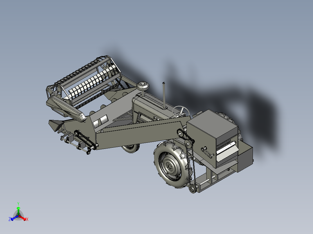 小型艾草收割机药材杆子收获机正等轴测图