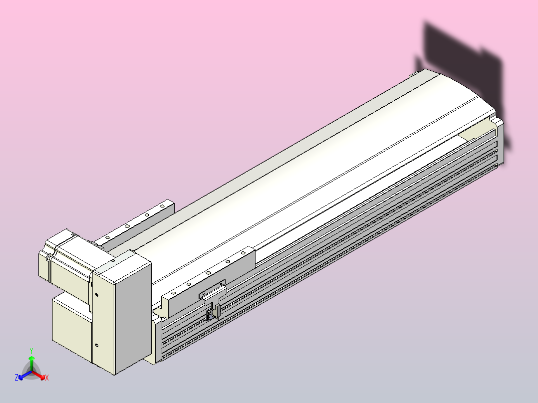 皮带直线轴半封闭可选导轨TPA-HNB-202D-140-L450-RU-C-P75-N3正等轴测图