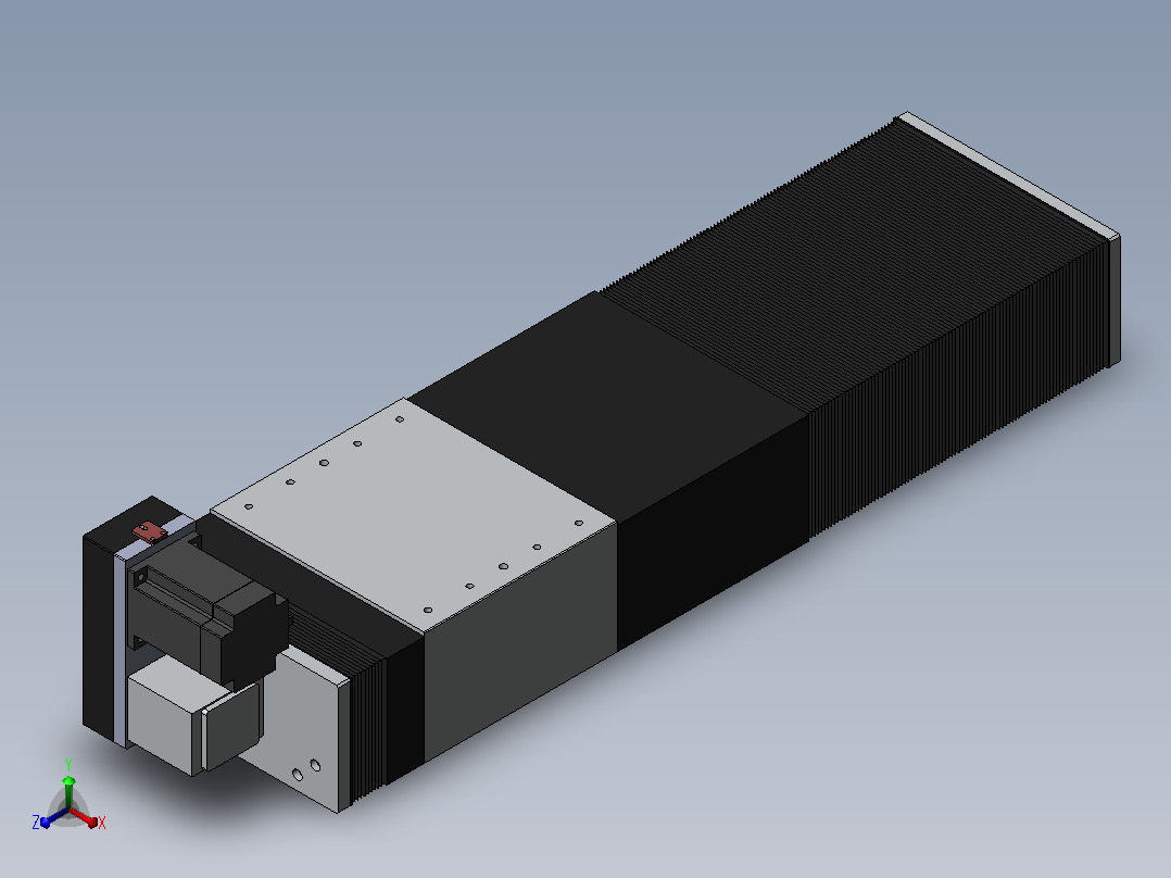 直线模组DMBF220-RUCR（电机右上折）[DMBF220-L45S500-DT750-A2U-RUCR]正等轴测图