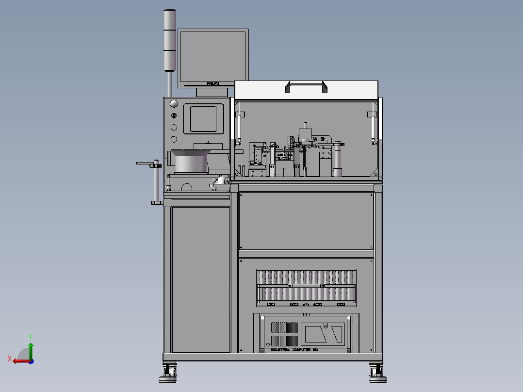 SMT测试分选机3D图纸H726 G60 非标自动化设备3D图纸3D模型后视图