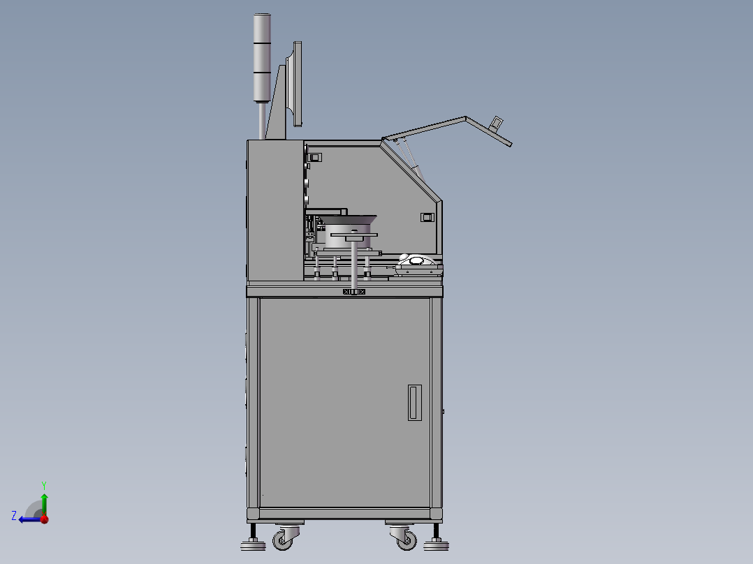 SMT测试分选机3D图纸H726 G60 非标自动化设备3D图纸3D模型右视图