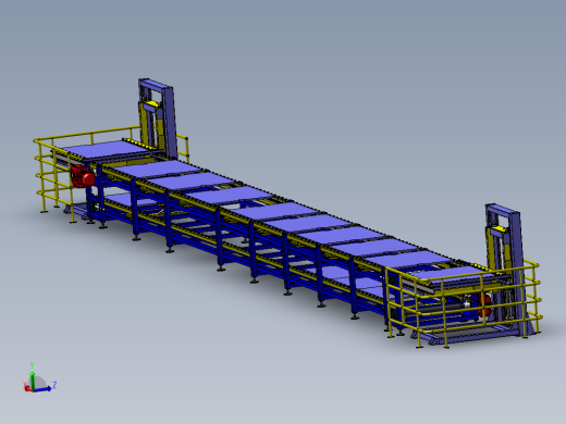 循环积放料条输送线3d图纸 前后升降双层循环倍速链3d图 三维模型