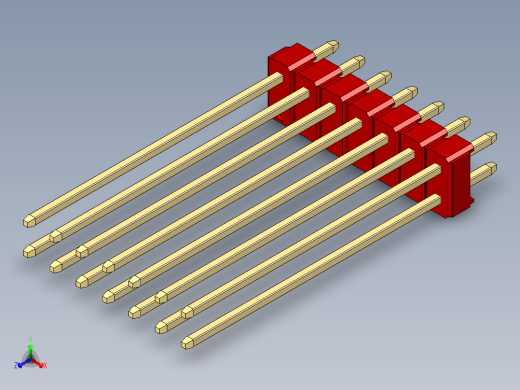彩色公头100mil（2.54mm）系列-DS1021_red_2x07p_100mil_Type43_rev1.0正等轴测缩略图