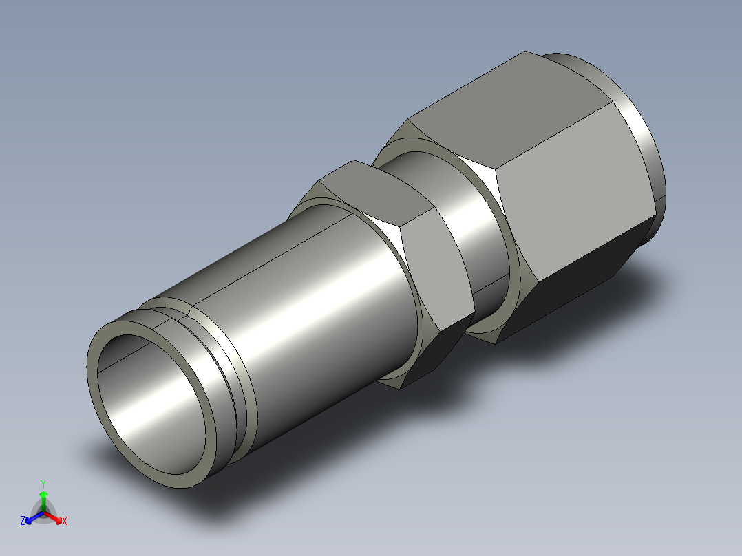 卡套式工业通用硬管接头12-8_trbu-s正等轴测图