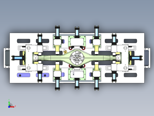 车桥桥壳焊接治具三维模型前视缩略图