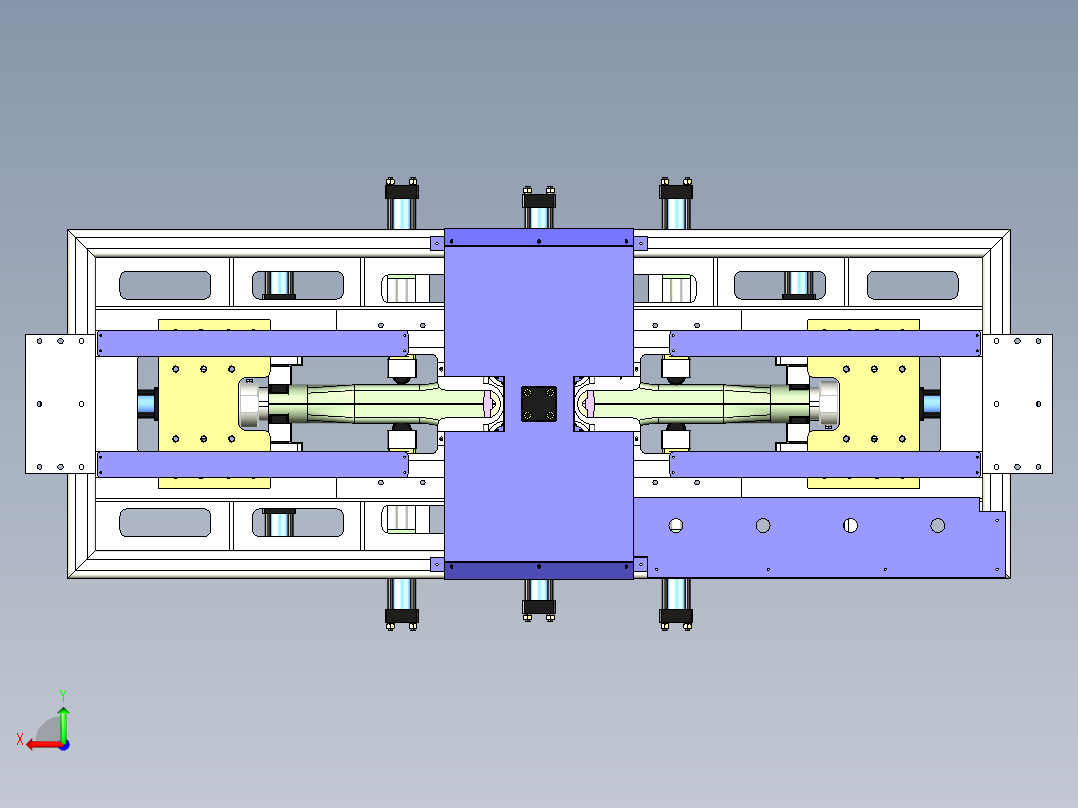 车桥桥壳焊接治具三维模型后视图