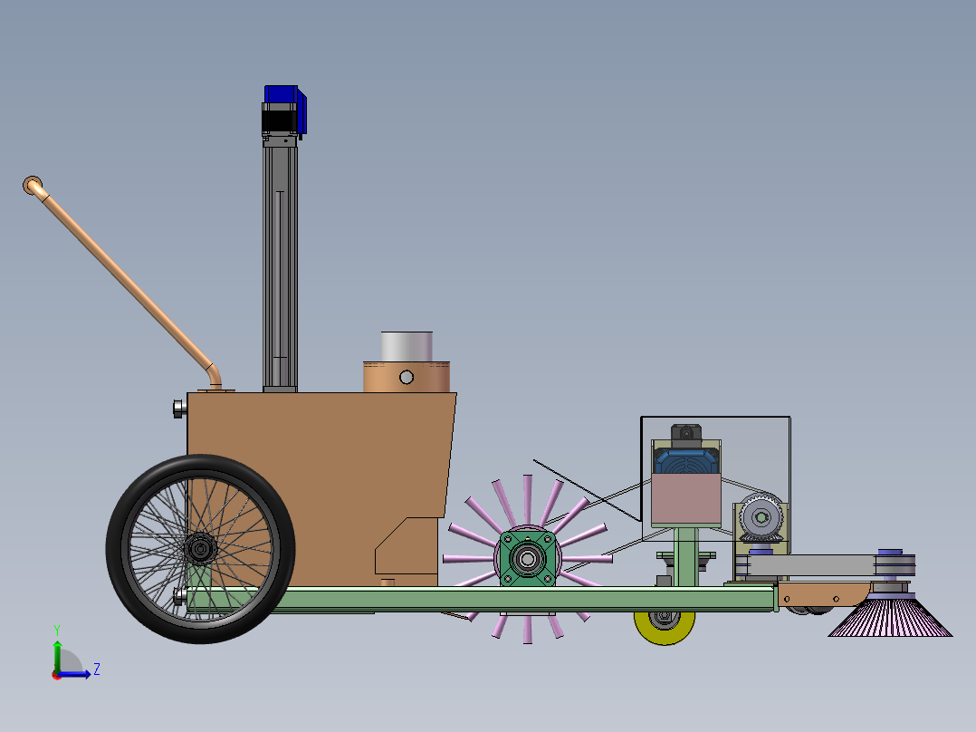 推动式路面垃圾清扫小车sw16可编辑左视图