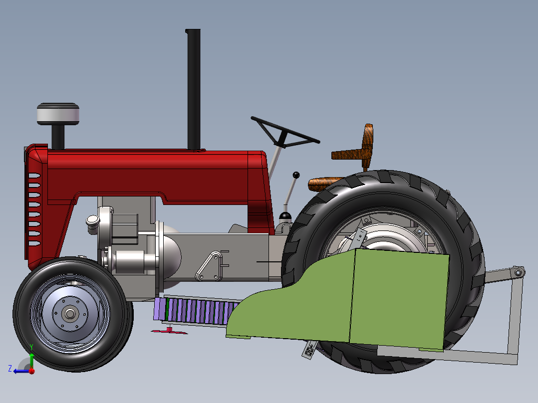 悬挂式自动化莴笋收割机右视图