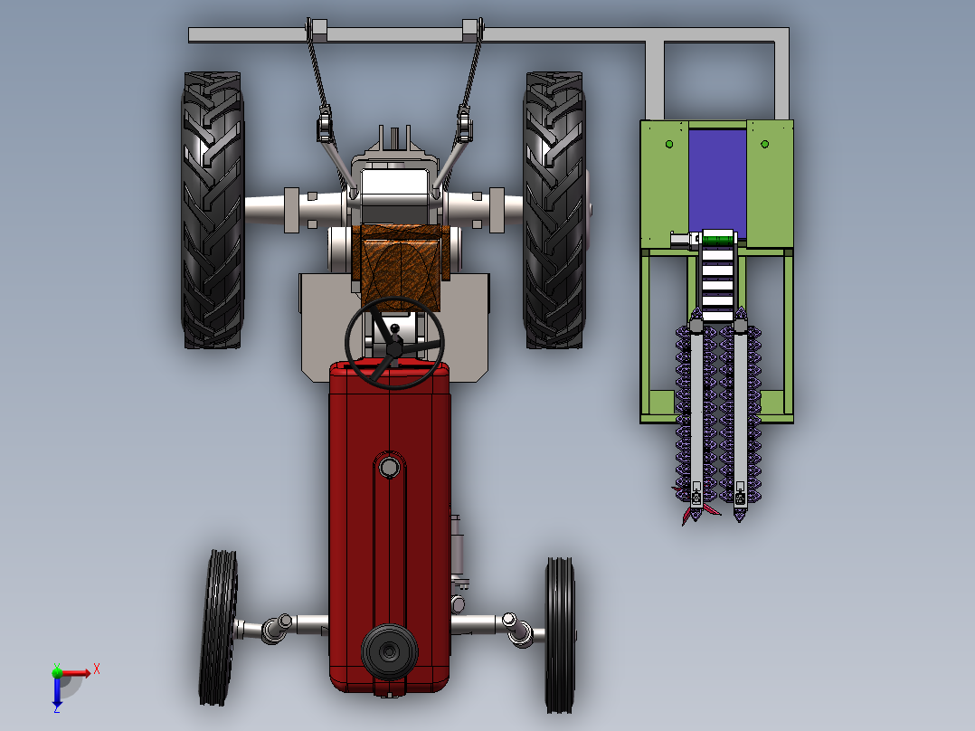 悬挂式自动化莴笋收割机俯视图