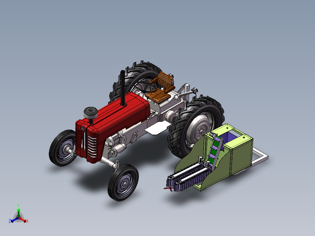 悬挂式自动化莴笋收割机正等轴测图