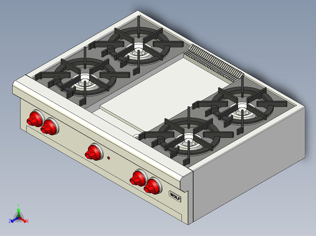 B2004480-狼 RT364G 燃气灶正等轴测图