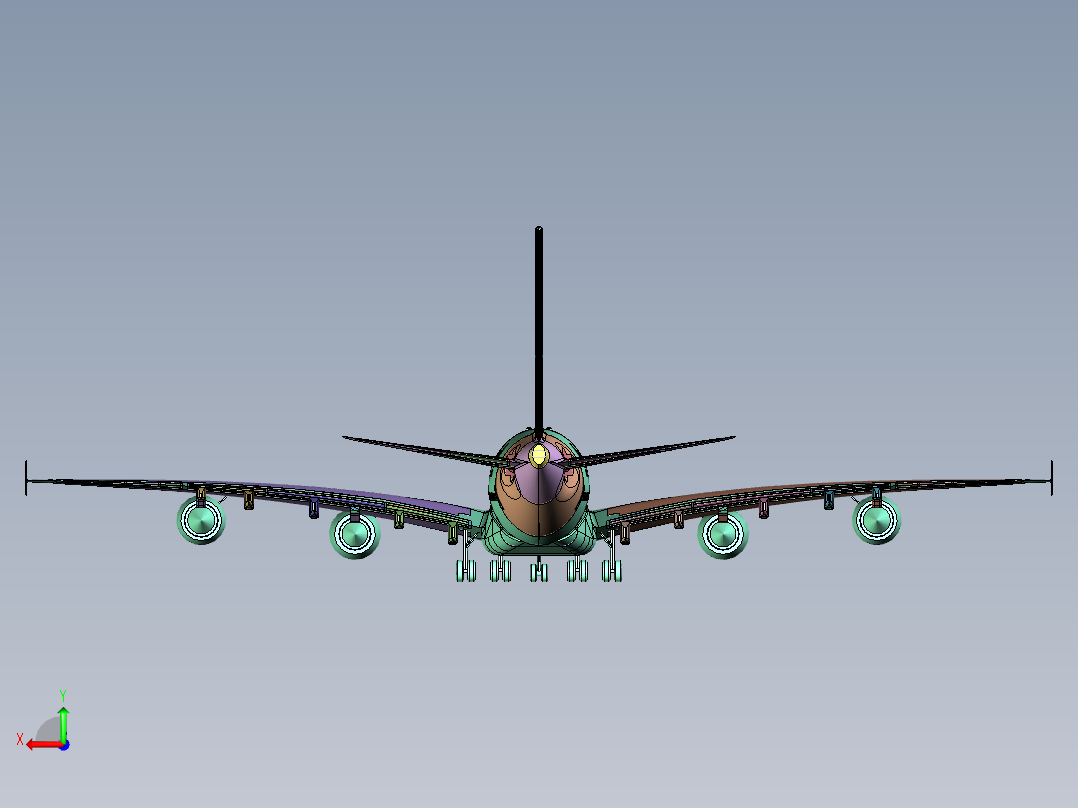 A380客机飞机后视图