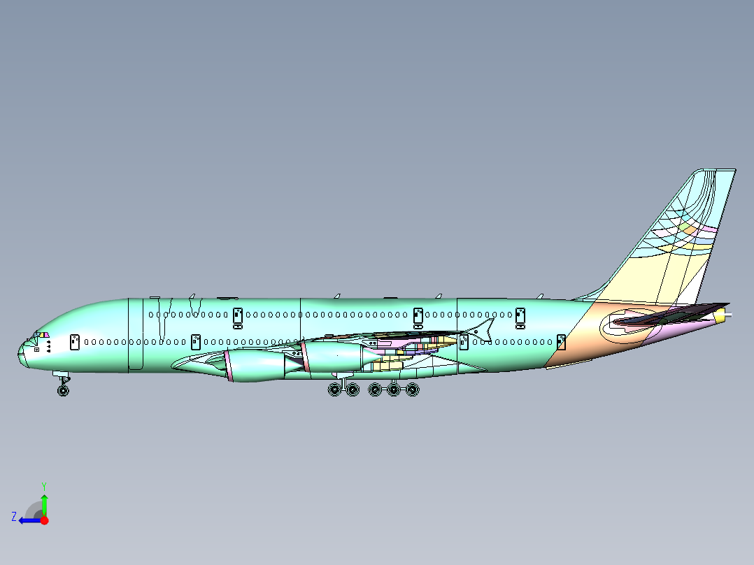 A380客机飞机右视图
