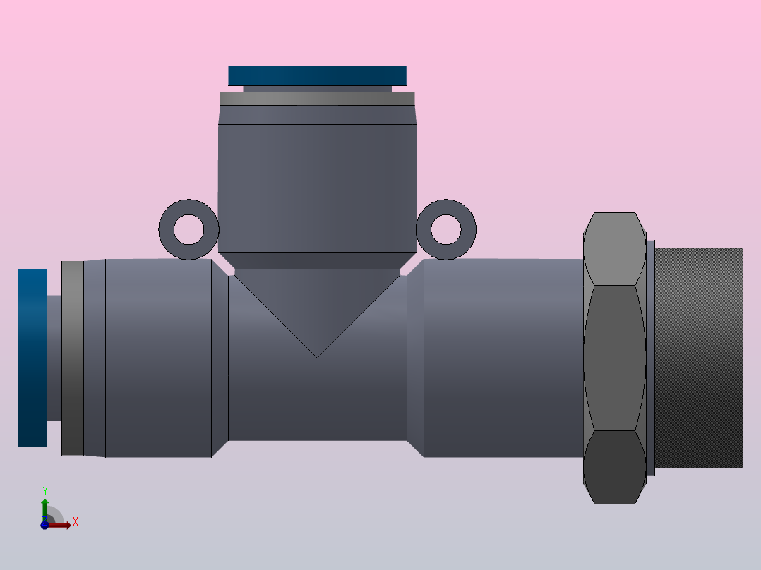 IPD-G 螺纹侧三通-G螺纹_IPD10-G04前视图