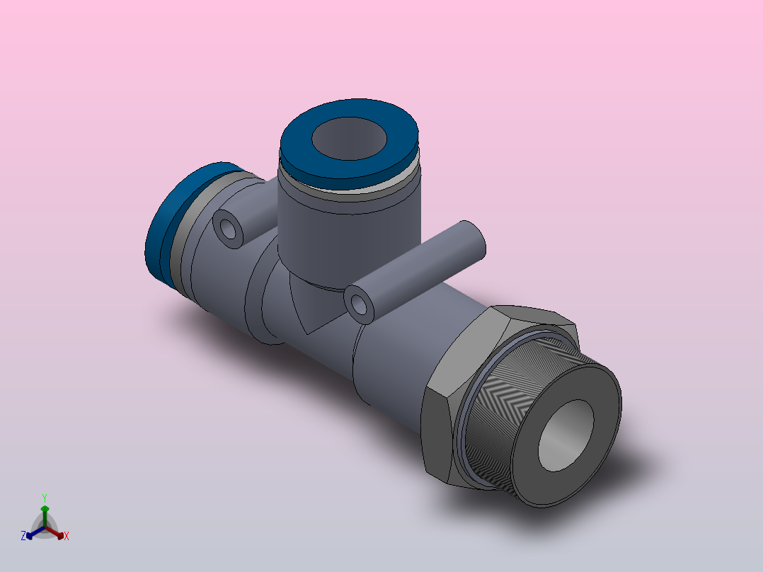 IPD-G 螺纹侧三通-G螺纹_IPD10-G04正等轴测图