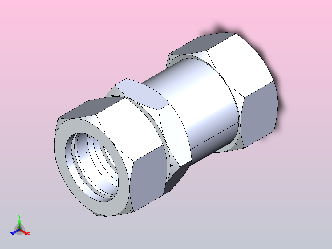 6C 6D 直通过板卡套接头[6C-45-RN]正等轴测图