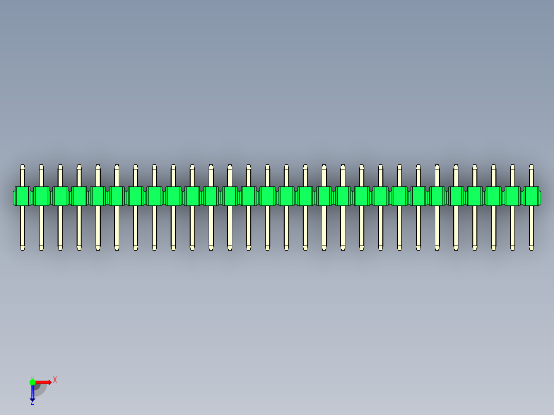 彩色公头100mil（2.54mm）系列-DS1021_green_2x28p_100mil_Type1_rev1.0俯视图