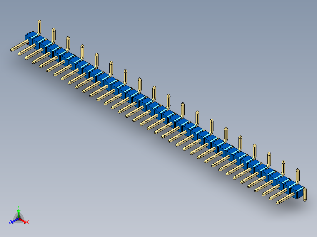 彩色公排针 100mil 2.54mm 系列-DS1022_blue_38p_100mil_Type_SMT_R1_rev1.0主视图