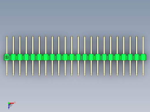 彩色公排针 100mil 2.54mm 系列-DS1022_green_3x22p_100mil_TypeD_rev1.0俯视缩略图