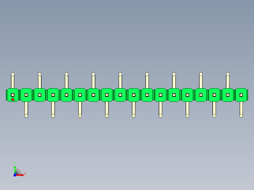 彩色公排针 100mil 2.54mm 系列-DS1022_green_18p_100mil_Type_SMT_R1_rev1.0前视缩略图