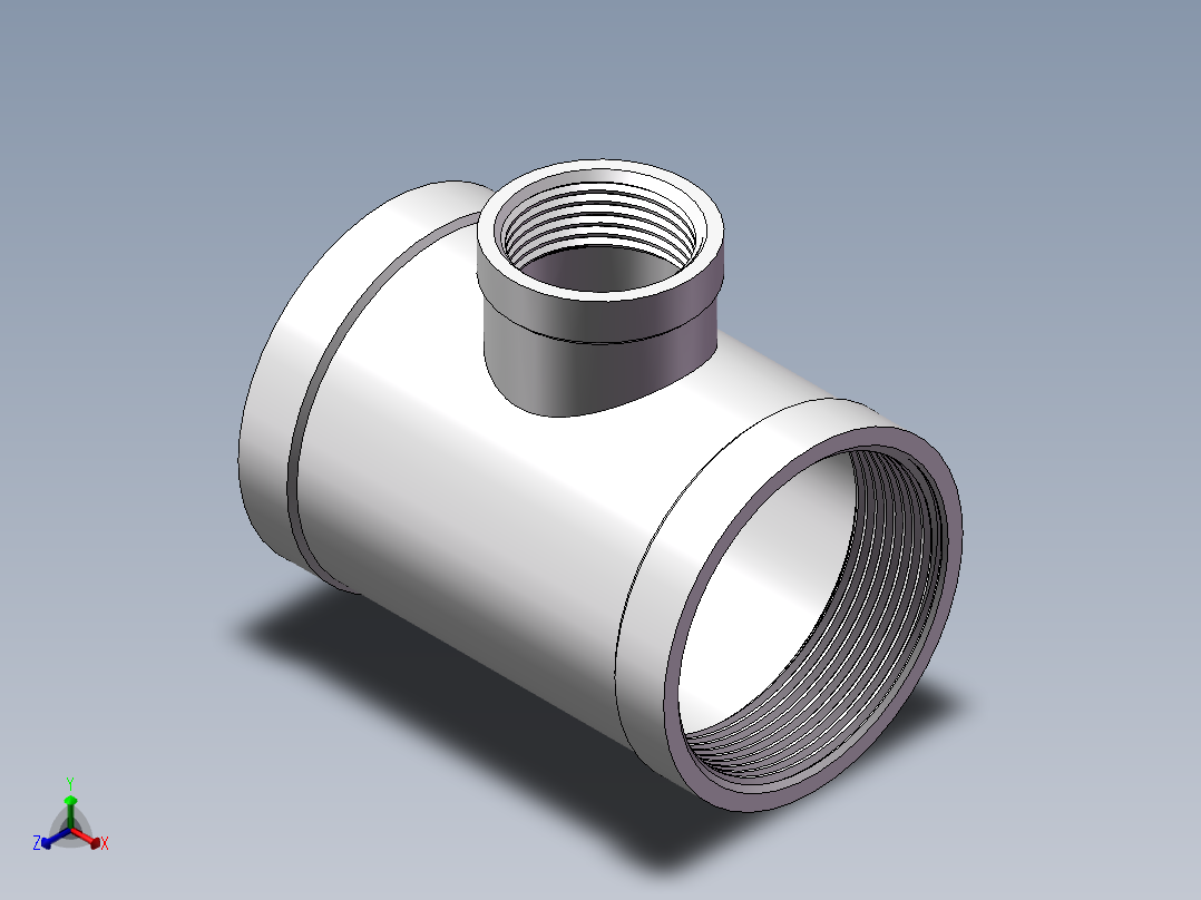 三通-异径 DN50-DN25正等轴测图