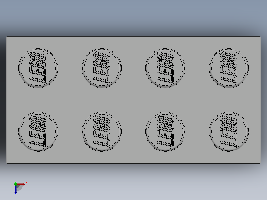 乐高套装 4421基本积木-300101 White Brick 2 x 4.SLDPRT俯视图