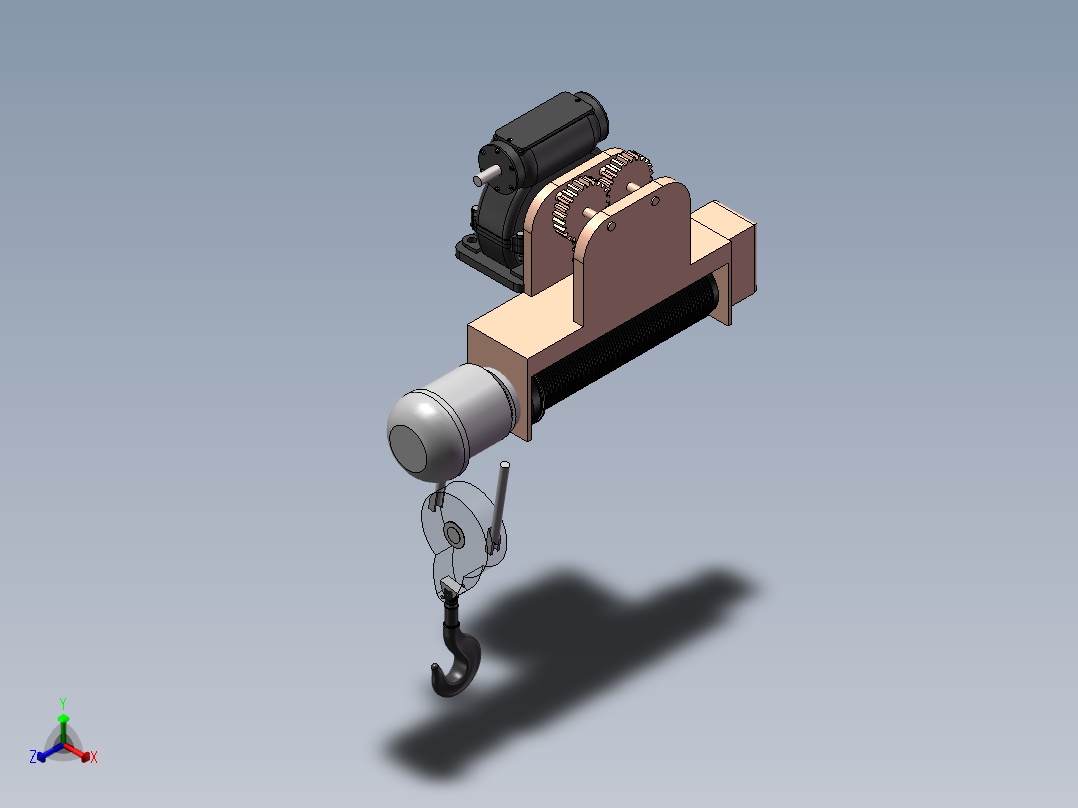 电动葫芦三维客户客户正等轴测图